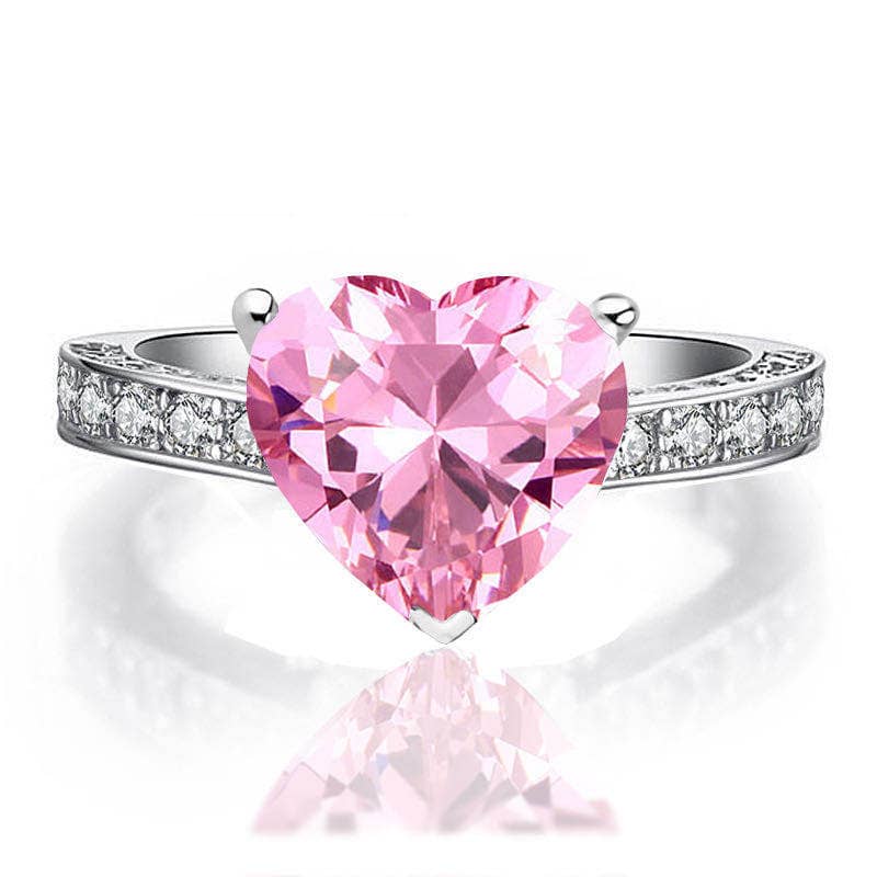 PINK HEART CUT STERLING SILVER Plated RING – HTR JEWELRY