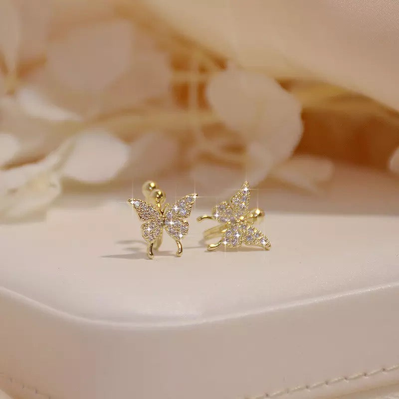 BUTTERFLY 14K GOLD FILLED EAR CLIP AND NOSE RING