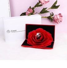 Load image into Gallery viewer, Creative Rose Engagement Ring Box Coin Jewelry Gift Box (Pink fold)
