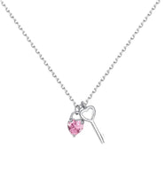 Load image into Gallery viewer, HEART WITH KEY PURE STERLING SILVER NECKLACE
