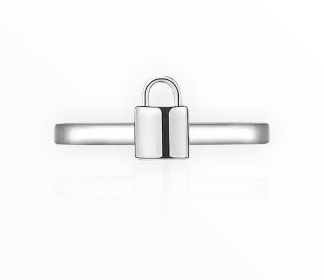 PADLOCK STERLING SILVER PLATED RING