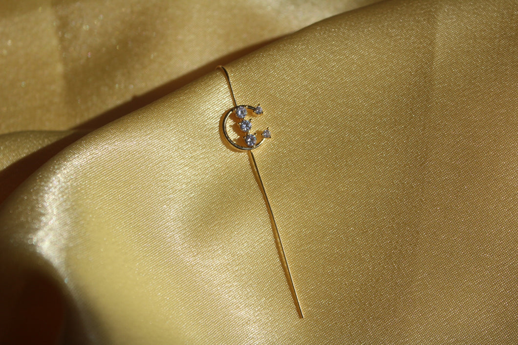 Ear wrap Zircon and gold plated one piece