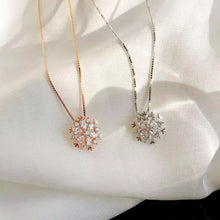 Load image into Gallery viewer, Rose gold snowflake necklace silver plated

