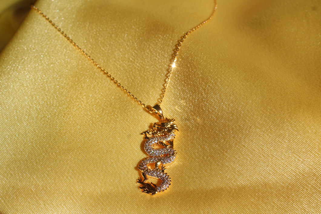 ICY DRAGON NECKLACE-GOLD FILLED